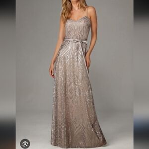 Morilee Angelina Faccenda Sequined V-neck Maxo Dress